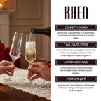 Confetti Champagne Flutes Set of 2, 6.59oz Colorful Clear Glass