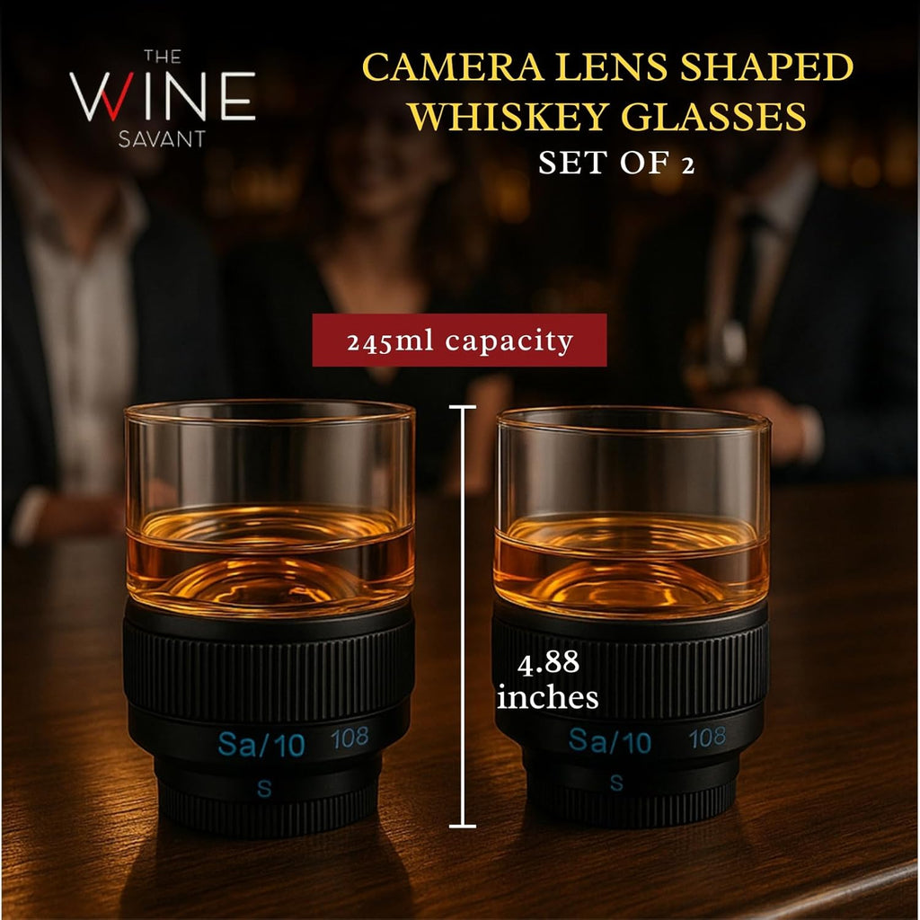 The Wine Savant Camera Lens Whiskey Glasses |Set of 2-2
