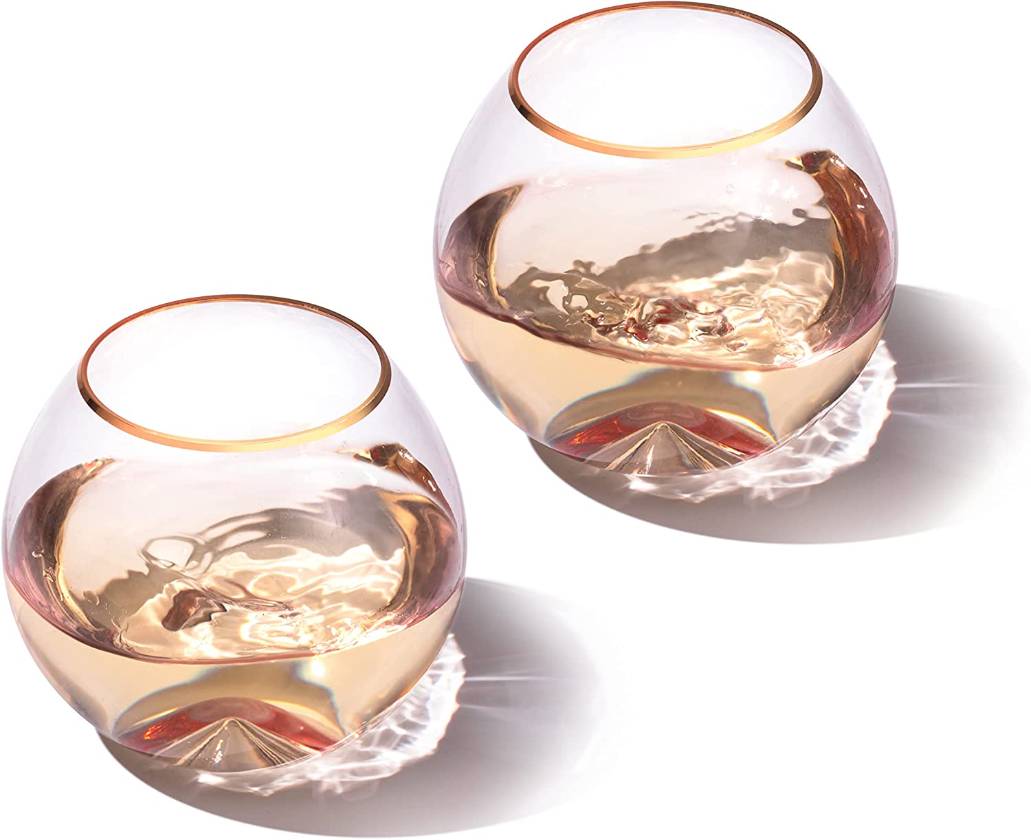 Colored Blush Pink & Gilded Rim Wine Glass, 18oz Glasses 2-4