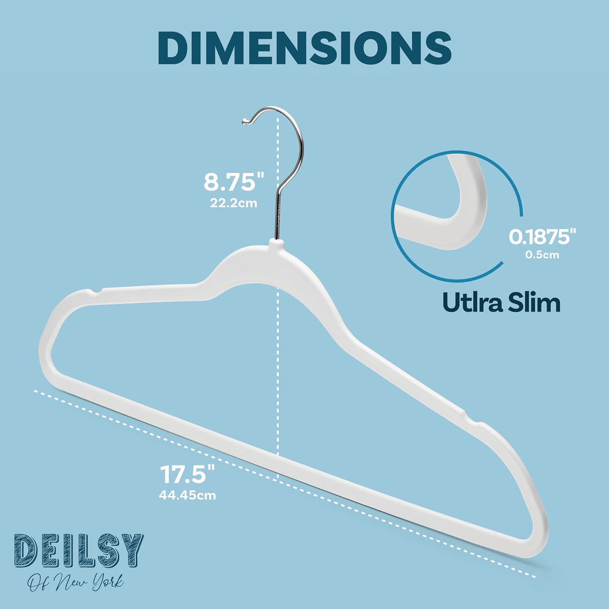 White Non Velvet Plastic Hanger for Closet, 50 Pack-1