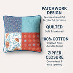 DaDa Bedding Set of 2-Pieces Bohemian Vibes Patchwork Floral Throw Pillow Covers, 18" x 18" (JHW878)