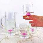 The Wine Savant Flamingo Pitcher & 4 Glasses Set Decanter-1
