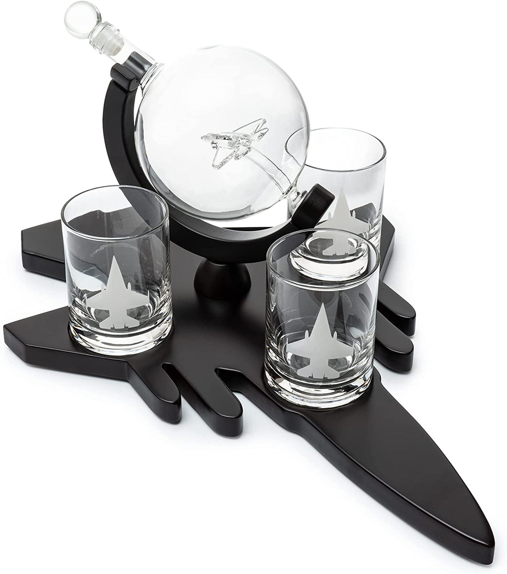 Fighter Jet Wine & Whiskey Decanter Set
