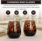 Khen Tortoise Leopard Wine Glasses Stylish Animal Print Set of 2-4