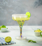 Mexican Design Hand Blown Margarita Glass – Set of 4 (Confetti Margarita)