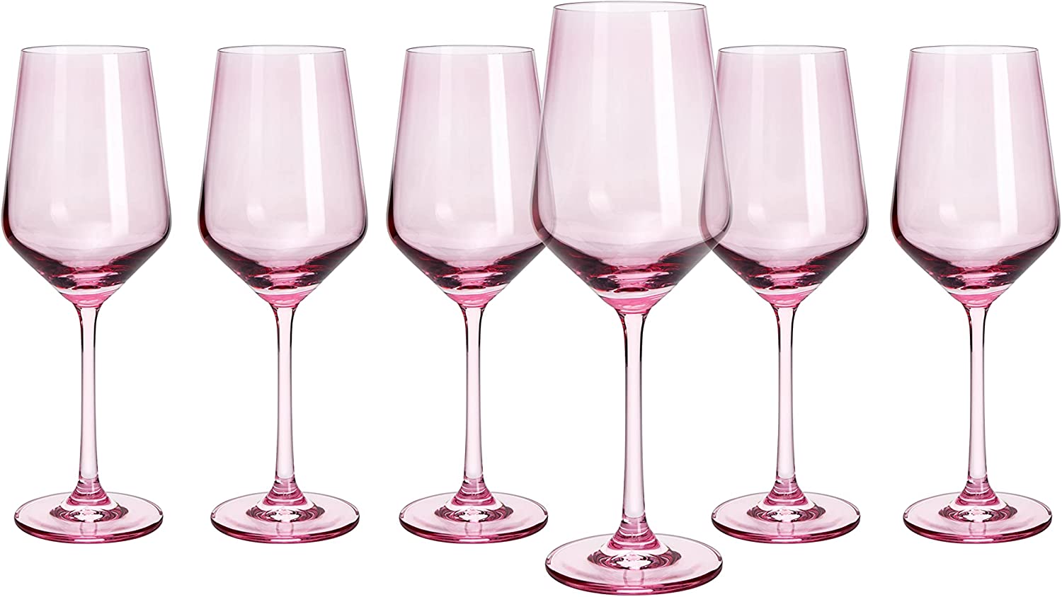 Colored Wine Glass Set,12 oz Glasses Set of 6 (Blush Pink)-4