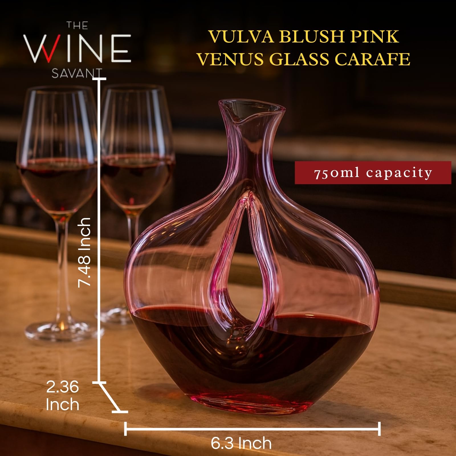 Vulva Blush Pink Venus Vagina Glass Carafe Decanter-1