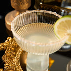 Ribbed Stemless Margarita Glasses with Gold Rim - Set of 4 (10 OZ)-3