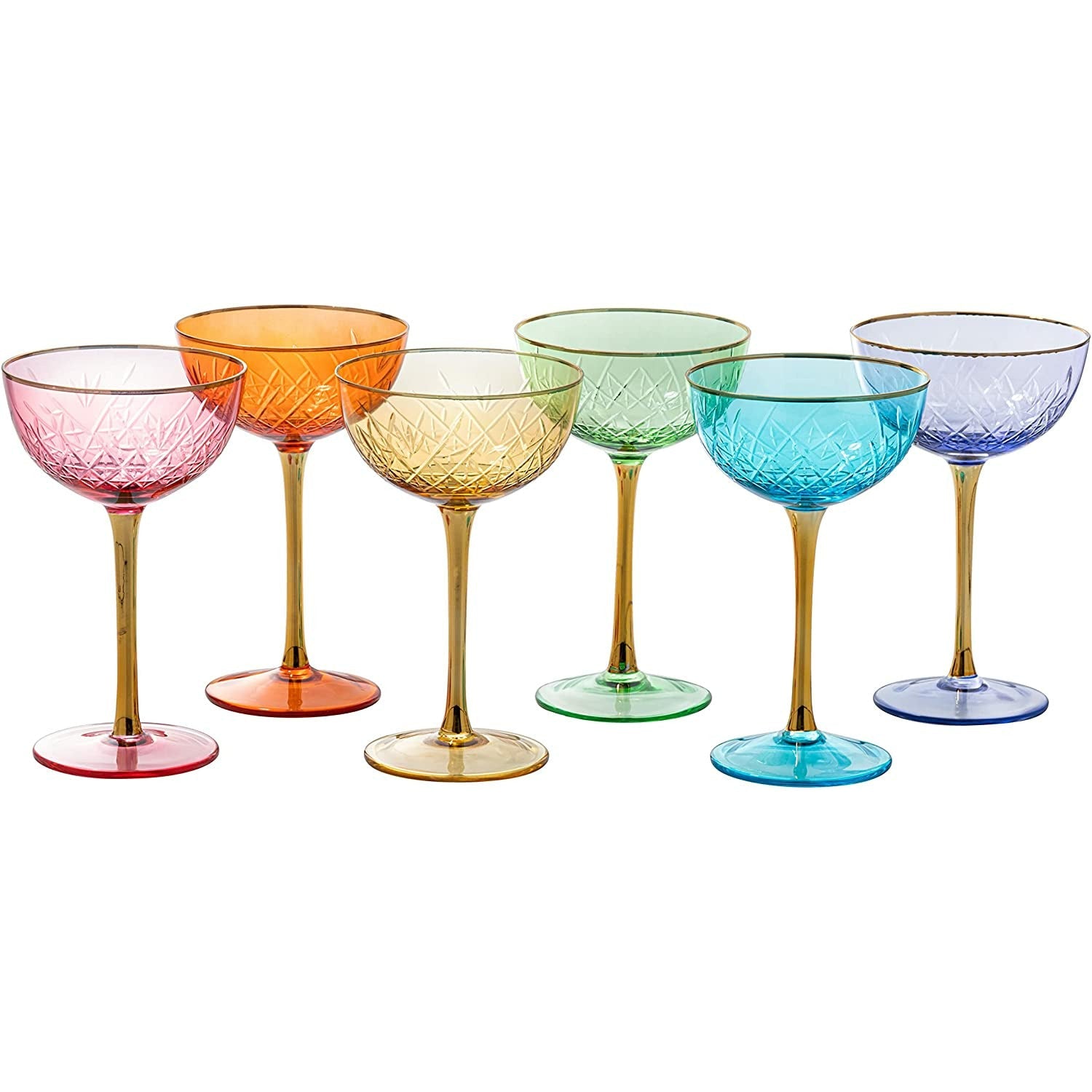 Vintage Art Deco Coupe for Champagne | Set of 6 | 7 oz-4
