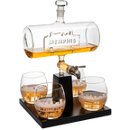 Wine & Whiskey Decanter Set 1100ml with 4 Whiskey Glasses-0