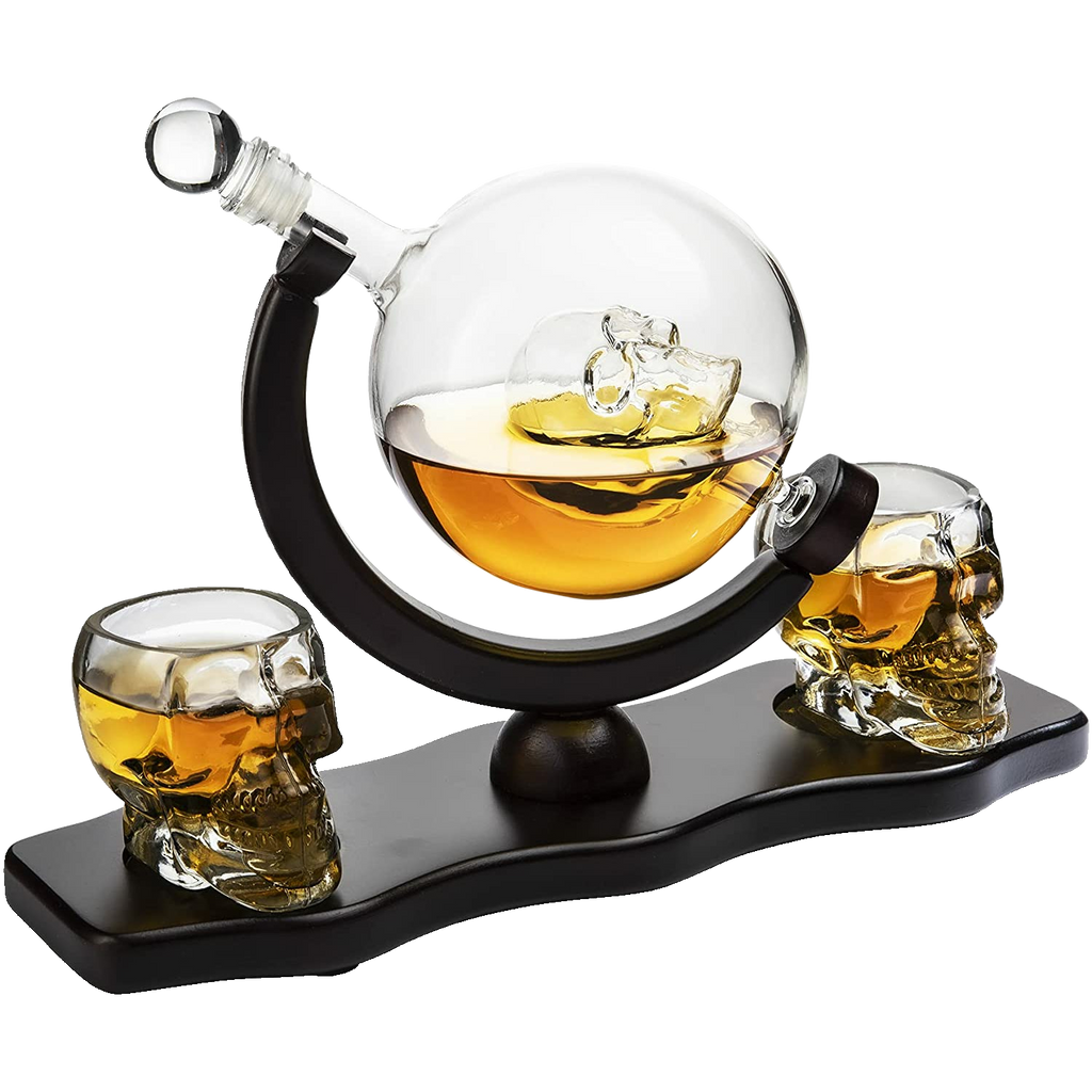 Skull Skeleton Wine & Whiskey Globe Decanter Set - 850 mL-0