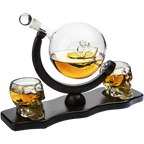 Skull Skeleton Wine & Whiskey Globe Decanter Set - 850 mL-0
