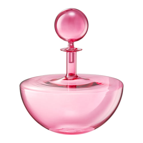 Blush Pink Low Arc Glass Decanter Handblown Captain’s Style Carafe-0