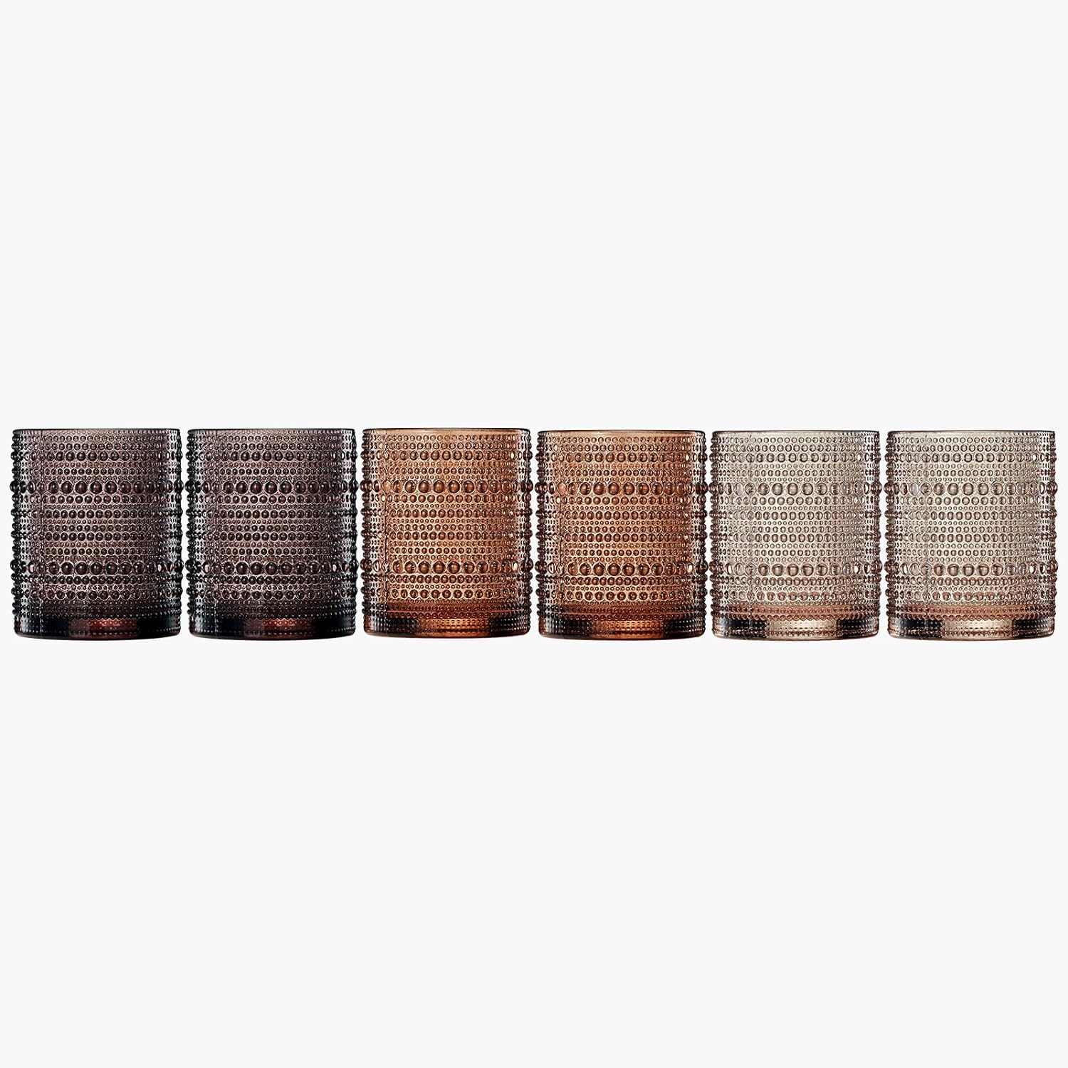 Hobnail Drinking Glasses, Venus Colors Beaded Tumbler | Set of 6-1