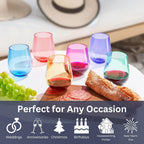 European Style Plastic Crystal Unbreakable Stemless Wine Glasses Set of 12-3