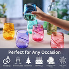 Khen Unbreakable Aerating Stemless Wine Glasses Set of 6-13 oz Colored Glass-2