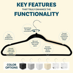 Black Non Velvet Plastic Hanger for Closet, 50 Pack-1