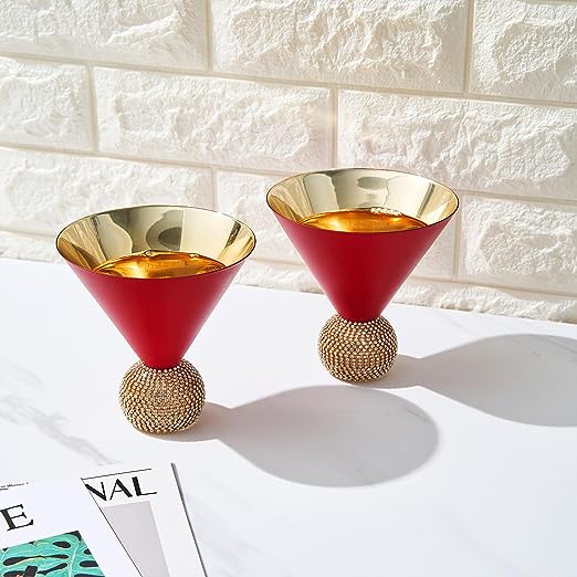The Wine Savant Diamond Studded Martini Glasses Set of 2