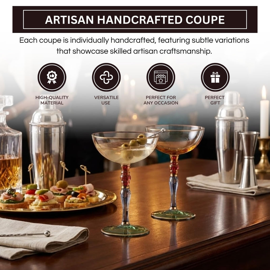 Italian Design Renaissance Amber Cocktail, (Set of 2)