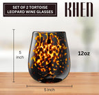 Khen Tortoise Leopard Wine Glasses Stylish Animal Print Set of 2-1