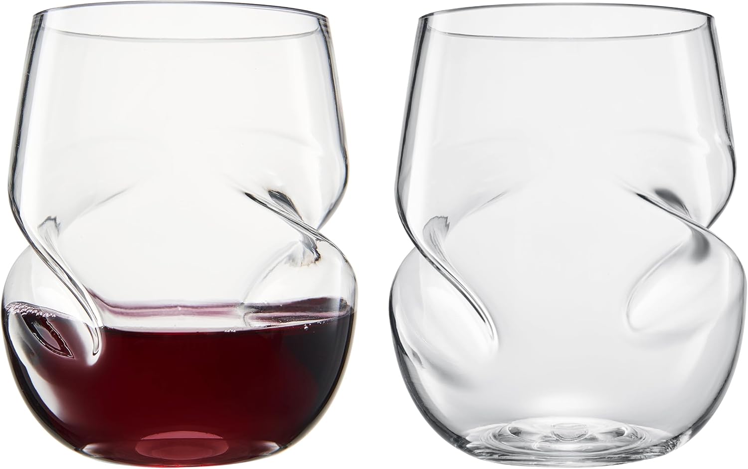 Khen Unbreakable Aerating Stemless Wine Glasses - Set of 2-13 oz Clear Glass-0