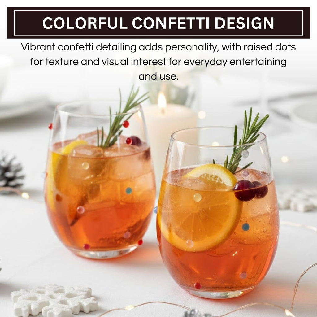 Confetti Stemless Wine Glasses Set of 2, 18.6oz-2