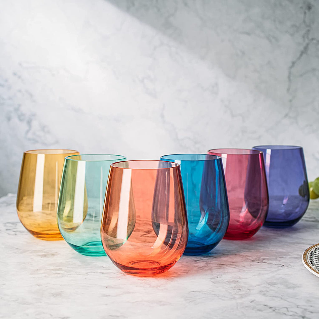 European Style Crystal, Stemless Wine Glasses, 15oz-3