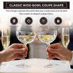 Confetti Coupe Glasses Set of 2, 7.44oz Colorful Clear Glass-3