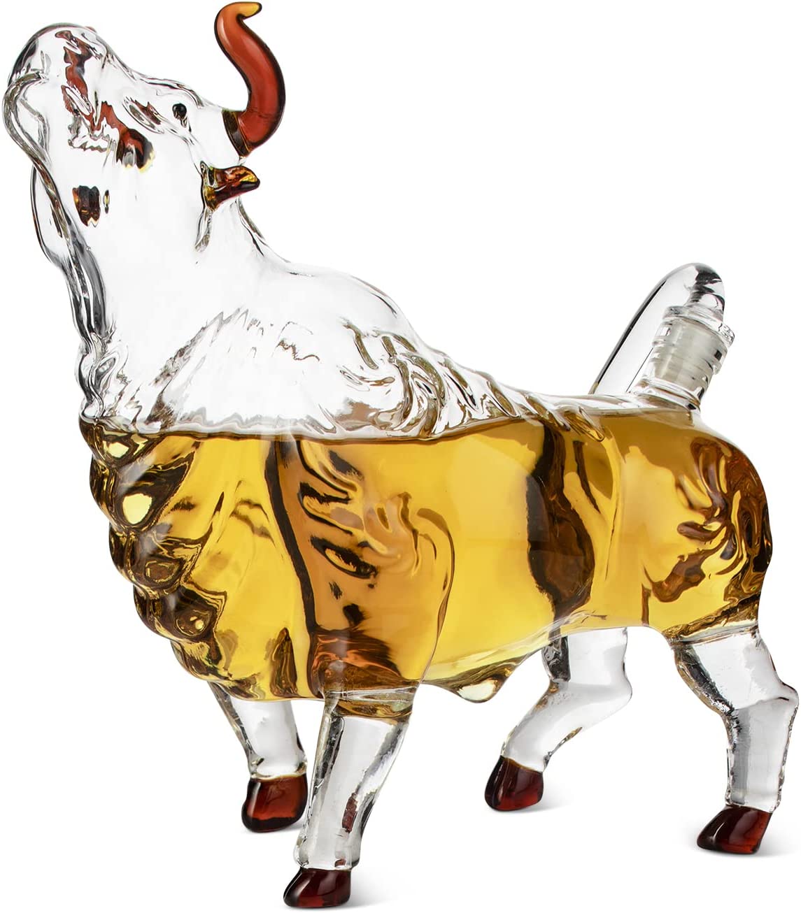 The Wine Savant Charging Bull Heads Up Animal Liquor Decanter-4