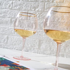 Colored Blush Pink & Gilded Rim Wine Glassware, Large 23oz