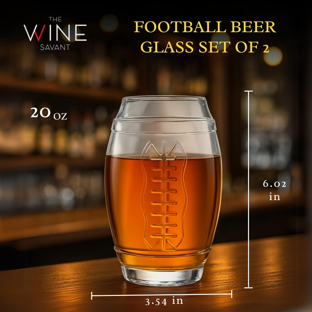 2 Football Beer Glass, 20 Ounce Tumbler Clear Glasses-1