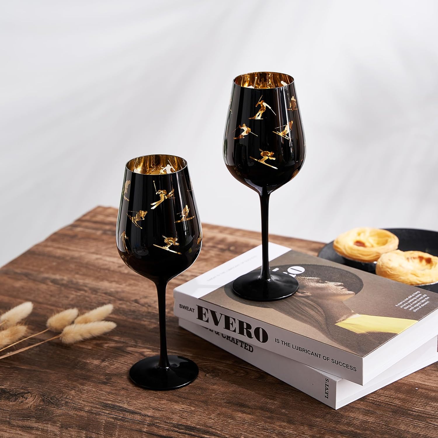 Crystal Stemmed Skiing, Apres Ski Skiier Wine Glasses - Set of 2-2