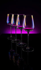 Iridescent Luster Large Radiance Wine Glasses - White Pearl Whimsy-3