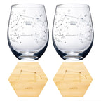 Set of 2 Zodiac Sign Wine Glasses with 2 Wooden Coasters (Aries)-4