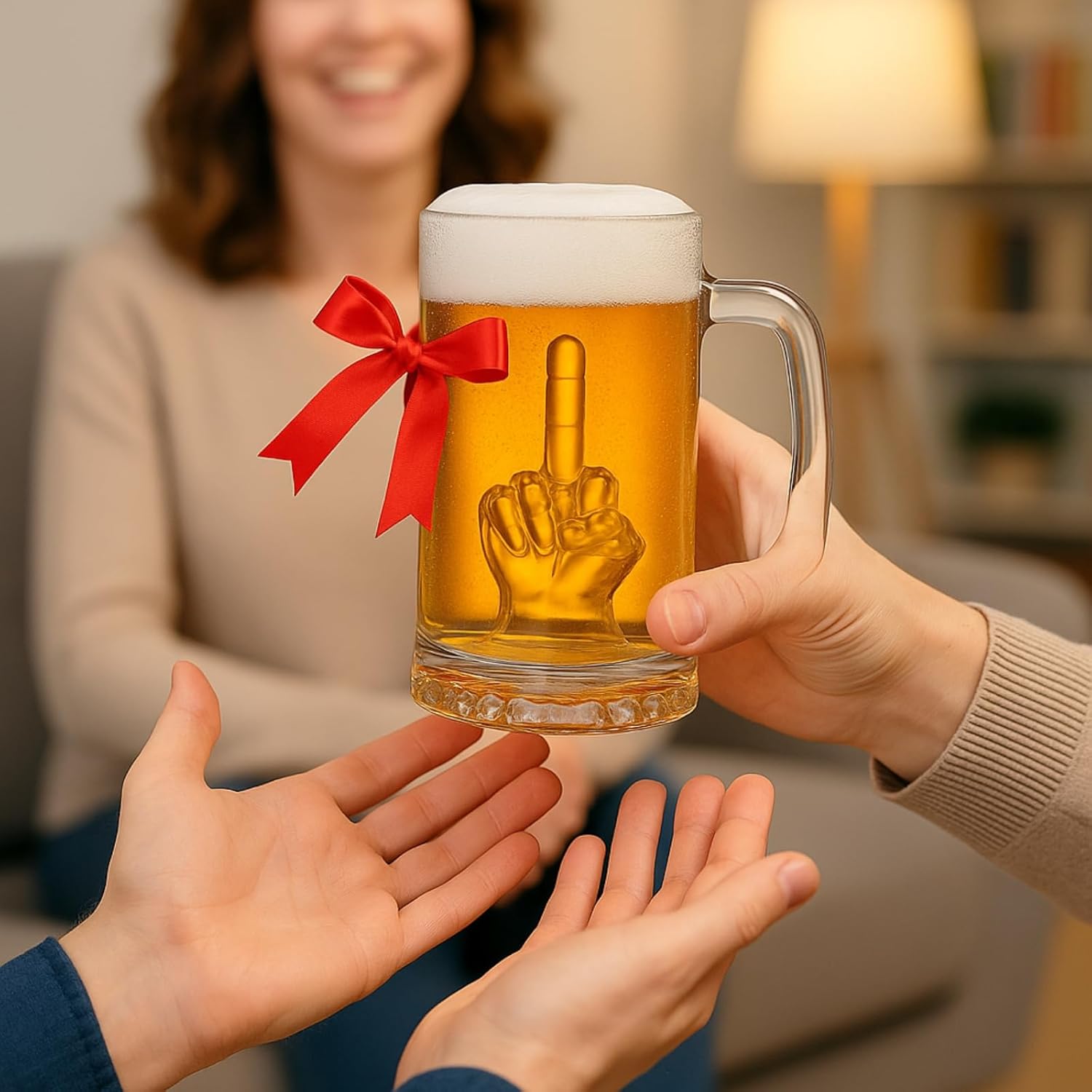 The Wine Savant Middle Finger Beer Glass with Handle – 12.05 oz-1