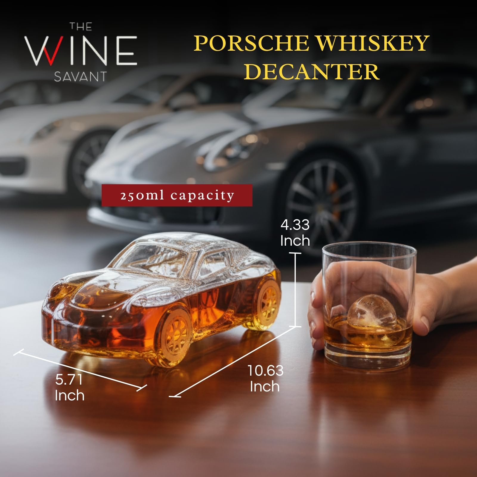 Car Whiskey Decanter 8.5oz, Nascr Porsche Coupe Sports-1