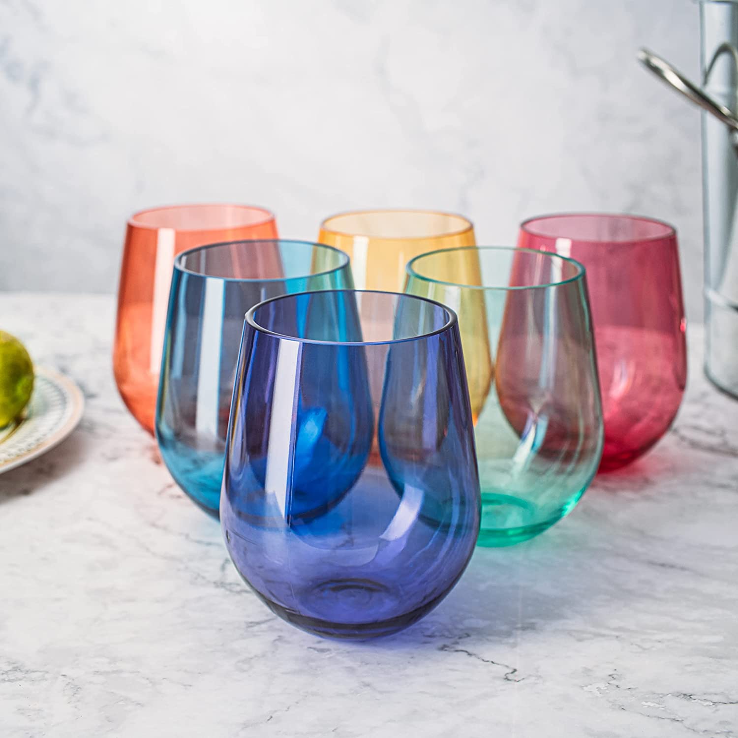 European Style Crystal, Stemless Wine Glasses, 15oz-1