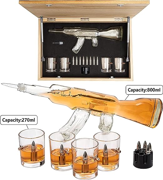 Whiskey Decanter Flag Set - 1000ml AK47 Rifle Gun-2