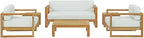 Natural White Teak Wood Outdoor 6-Piece Sectional Sofa Set-0