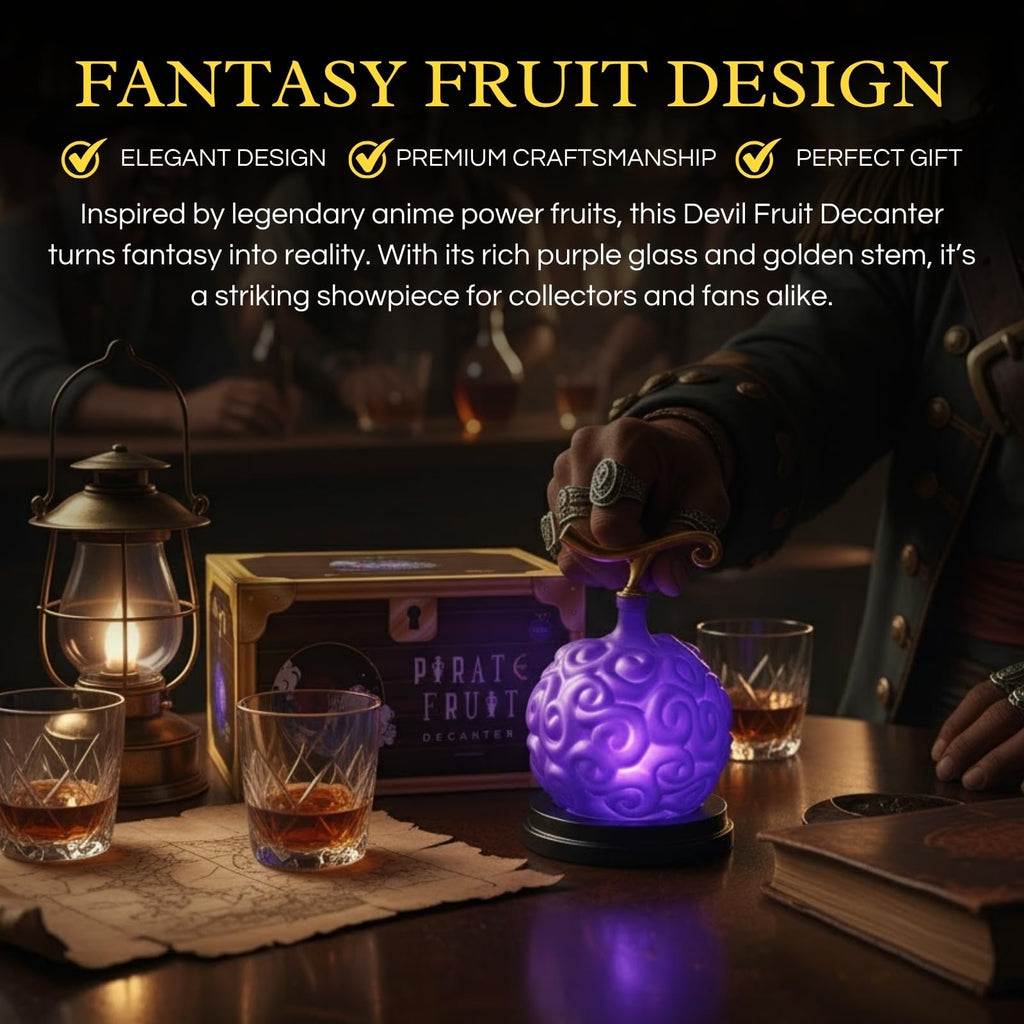 Fruit Whiskey & Wine Decanter, 34 OZ Anime Pirate Devil Colored Barware
