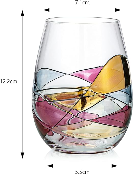 Painted STEMMLESS Wine Glass Box Set - 2 Glasses-3