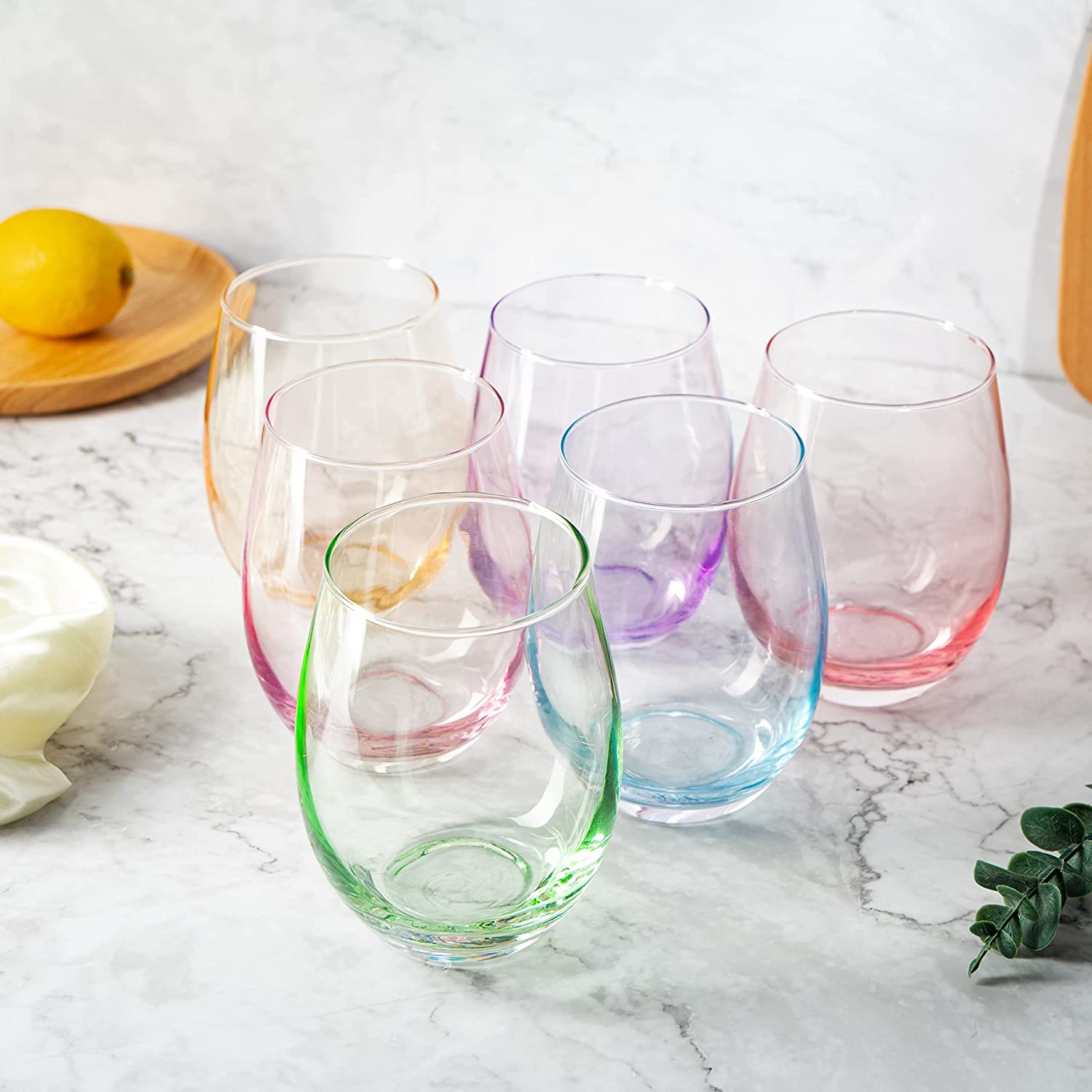 Colored Wine Glass Set, Large 12 oz Glasses Set of 6-1