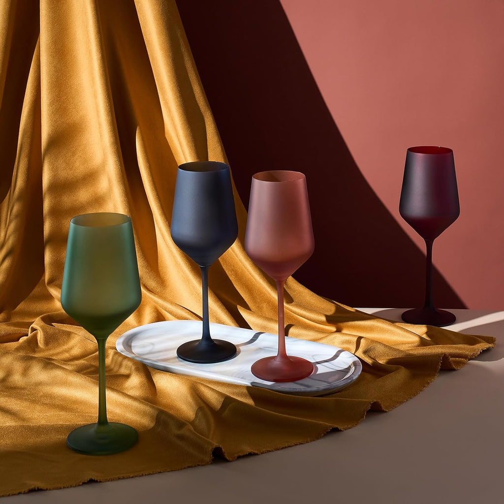 Frosted Colored Crystal Wine Glass | Set of 4-4