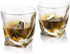 Whiskey Stones Gift Set, 2 Twisted Glasses-2