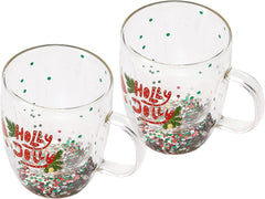 Set of 2 Holly Jolly Christmas Design Tumbler Mugs - 9.5 oz-3