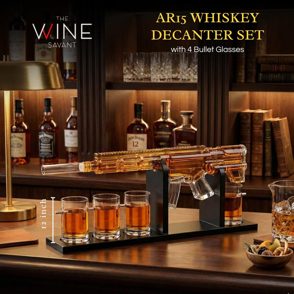 AR15 Whiskey Gun Decanter Set 1000 ml & 4 12oz Bullet Glasses