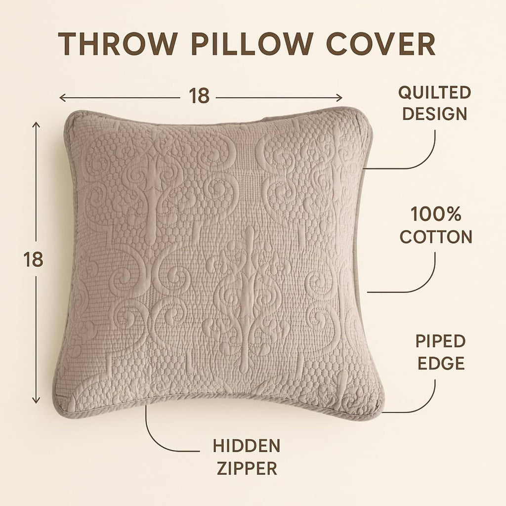DaDa Bedding Set of 2-Pieces Sandy Beige Taupe Square Cushion Throw Pillow Covers, 18" x 18" (JHW-585)-1
