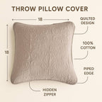 DaDa Bedding Set of 2-Pieces Sandy Beige Taupe Square Cushion Throw Pillow Covers, 18" x 18" (JHW-585)-1