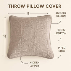 DaDa Bedding Set of 2-Pieces Sandy Beige Taupe Square Cushion Throw Pillow Covers, 18" x 18" (JHW-585)-1