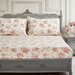 DaDa Bedding Hint of Mint Floral Cotton Fitted Sheet Set